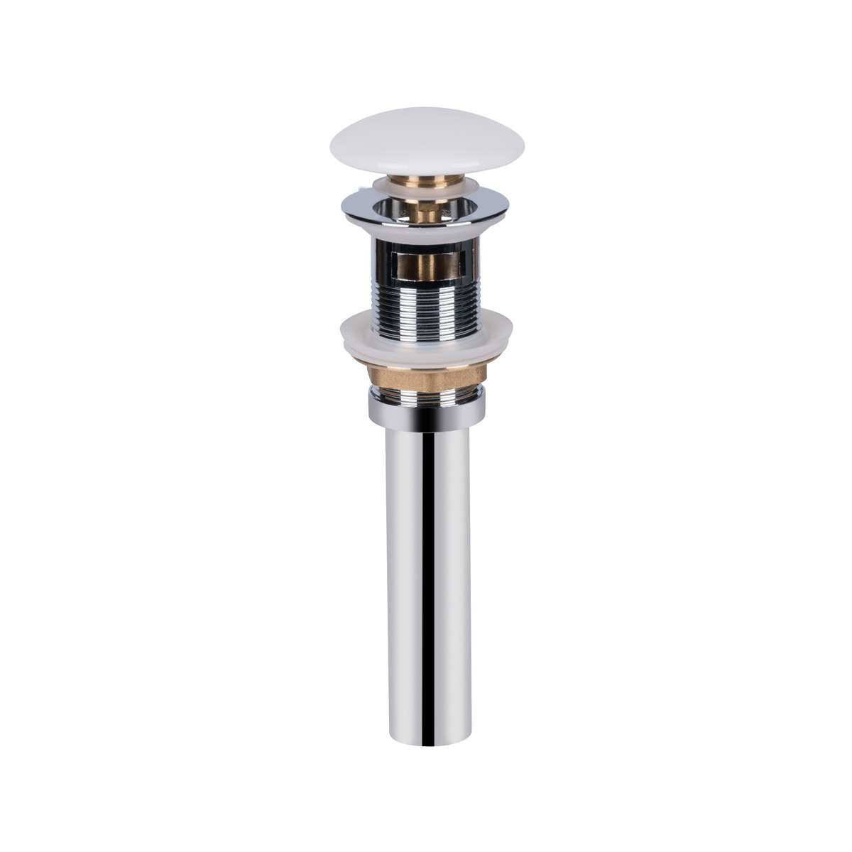 Донний клапан натискний для раковини Q-TAP із переливом керамічний 1 1/4" глянцевий білий QT066PU02OW