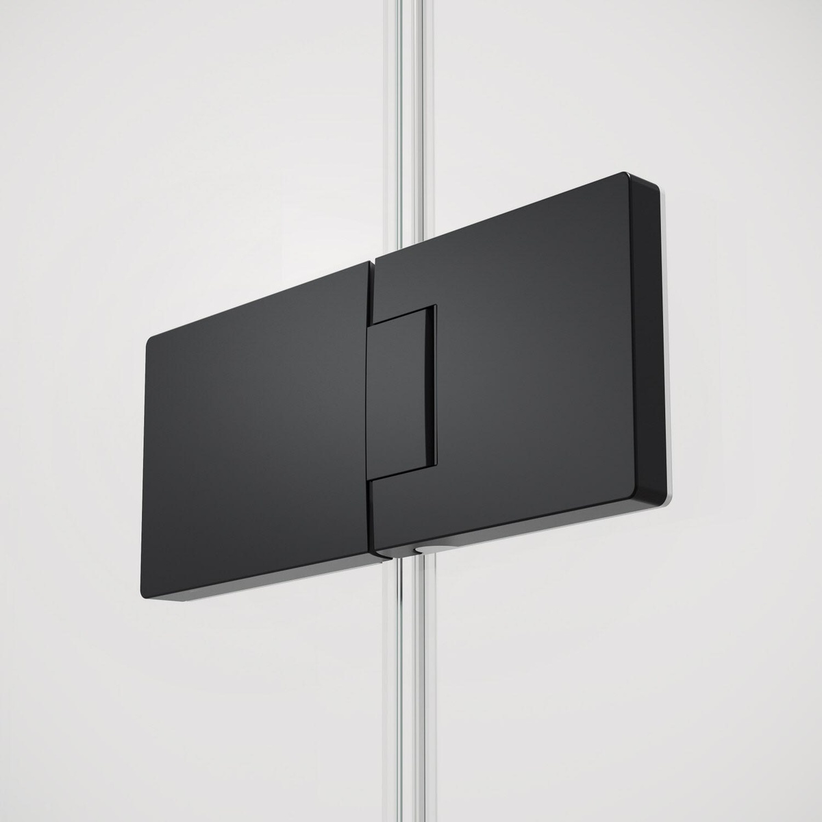 Двері скляні для душової ніші розпашні двосекційні HUPPE SolvaPro 200x90см прозоре скло 8мм профіль чорний 7T0402.998.322