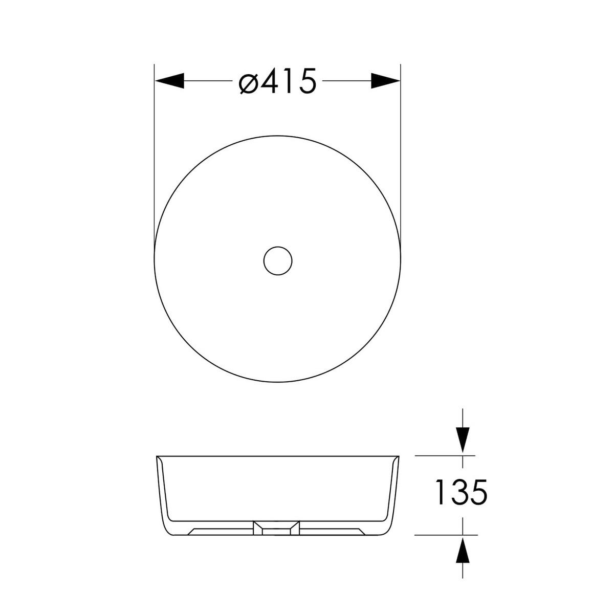 Умивальник накладний IMPRESE 415x415x135мм круглий білий i11202