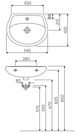 Умывальник подвесной для ванны 545мм x 425мм KOLO IDOL белый полукруглая M1115500U