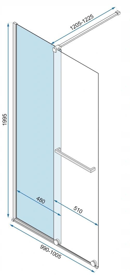 Скляна перегородка для душу REA CORTIS BLACK 100x199.5см із тримачем скло прозоре 6мм REA-K7740