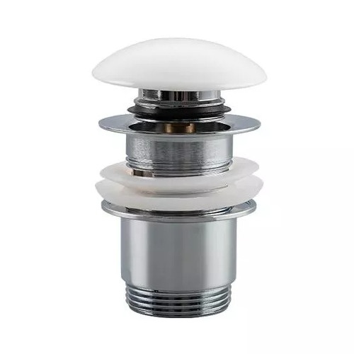 Донний клапан натискний для раковини FRAP із переливом керамічний 1 1/4" глянцевий білий F60-8