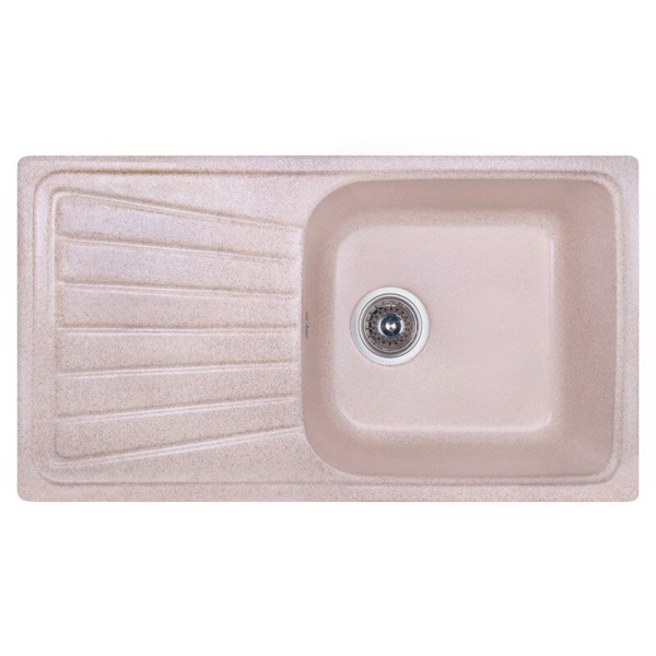 Кухонна мийка гранітна прямокутна COSH 8146K 780мм x 435мм бежевий із сифоном COSH8146K806