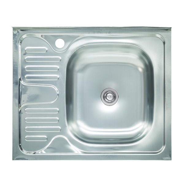 Мийка для кухні із нержавіючої сталі прямокутна накладна PLATINUM 6050 R 605x500x125мм глянцева 0.4мм без сифону PLS-A388