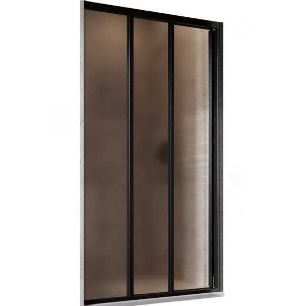 Двері скляні для душової ніші універсальні розсувні трисекційні RAVAK SUPERNOVA ASDP3-80 198x80см матове скло 3мм профіль чорний 00V403R2ZG