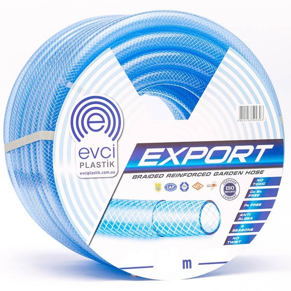 Шланг для полива EVCI Plastik Export ПВХ Ø3/4", трехслойный, армированный, бухта 20м.
