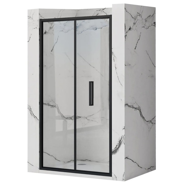 Дверь стеклянная для душевой ниши универсальная складная двухсекционная REA RAPID FOLD 195x80см прозрачное стекло 6мм профиль черный REA-K6418