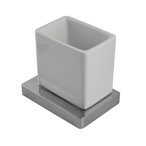 Стакан для зубних щіток NOKEN Lounge 100213307 прямокутний керамічний хром