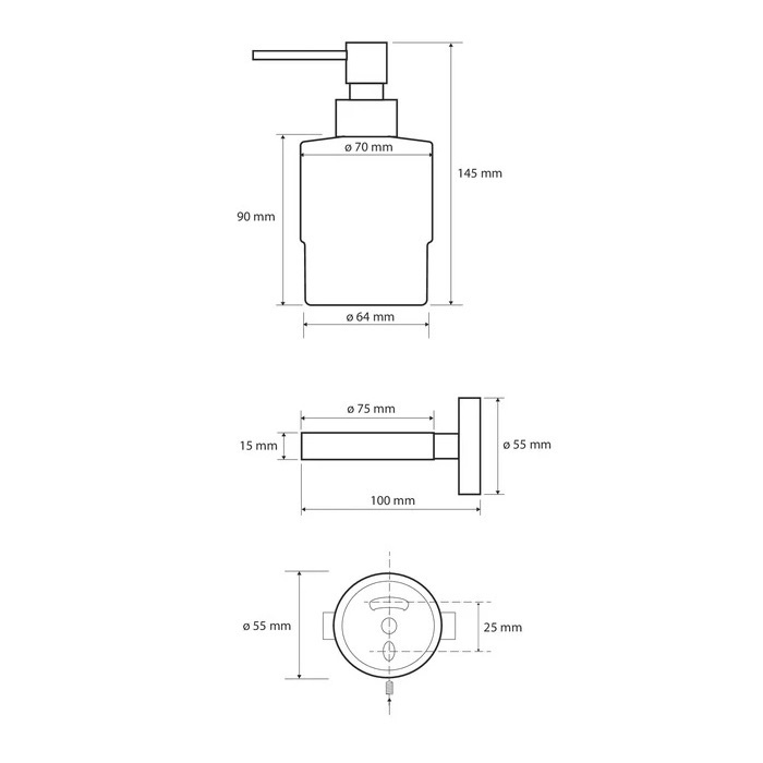 Дозатор для жидкого мыла BEMETA OMEGA Mini настенный на 200мл округлый стеклянный хром 104109102