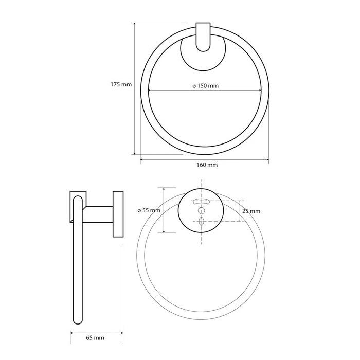 Держатель-кольцо для полотенец BEMETA Dark 160мм округлый металлический черный 104204060