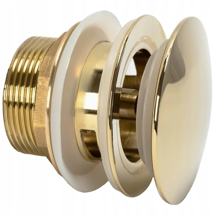 Донний клапан натискний для ванни REA 70мм із переливом латунь 1 1/2" глянцевий золотий REA-W2004