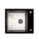 Мийка для кухні із нержавіючої сталі прямокутна PLATINUM Germece Handmade BLACK GLAS 600x510x200мм глянцева 1мм чорна без сифону PLS-A28503 1 з 5