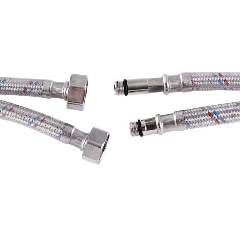 Шланг для підключення змішувача ZERIX ZX3033 зв-вн M10(LONG)x1/2" 120 см нержавіюче обплетення з силіконом ZX3033 (пара)