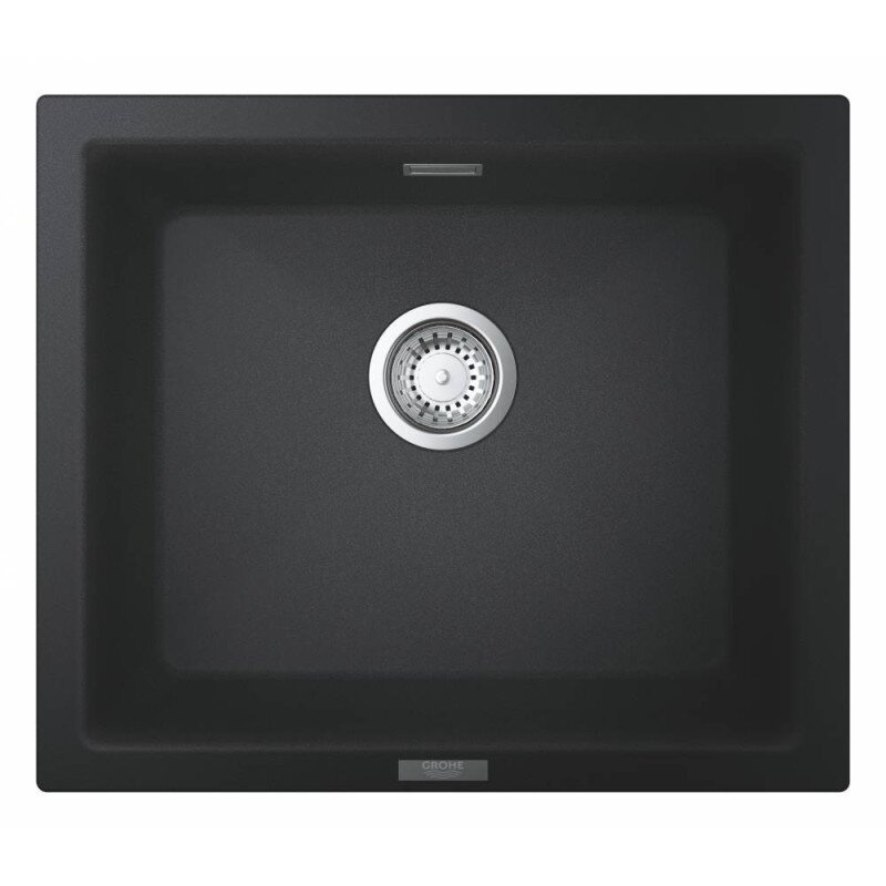 Раковина на кухню керамическая прямоугольная GROHE K700 533мм x 457мм черный с сифоном 31654AP0