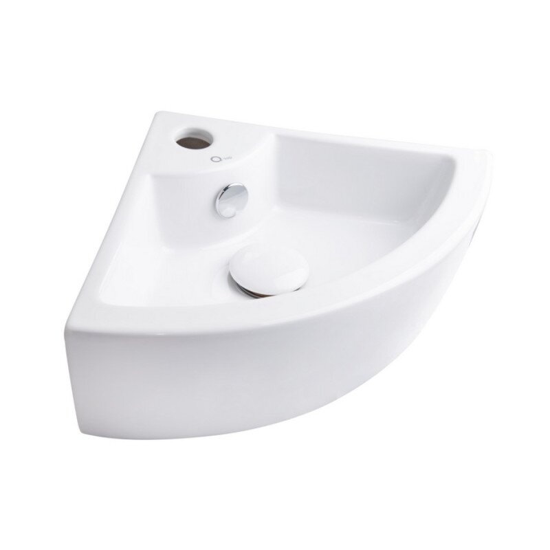 Умывальник подвесной / накладной в ванную 435мм x 310мм Q-TAP Kiwi белый полукруглый угловой QT0911K184AW
