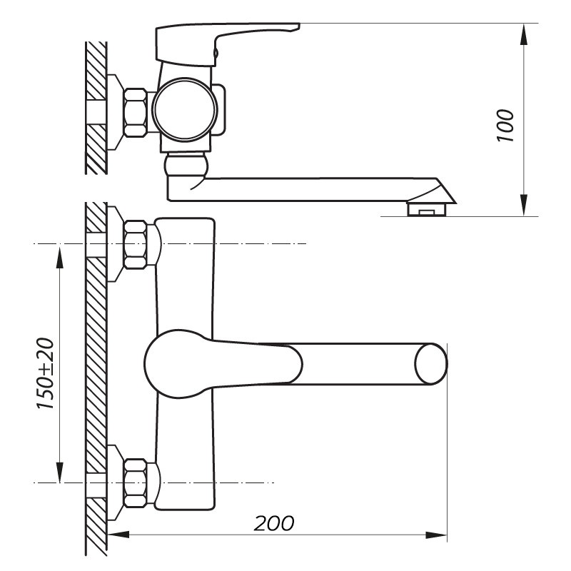 Змішувач для ванної одноважільний із коротким виливом ZERIX PUD3 045 сатин нержавіюча сталь ZX2920