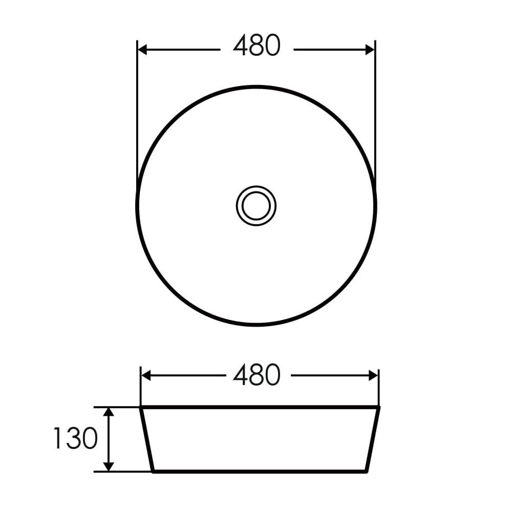 Умивальник накладний IMPRESE 480x480x130мм круглий білий i11206