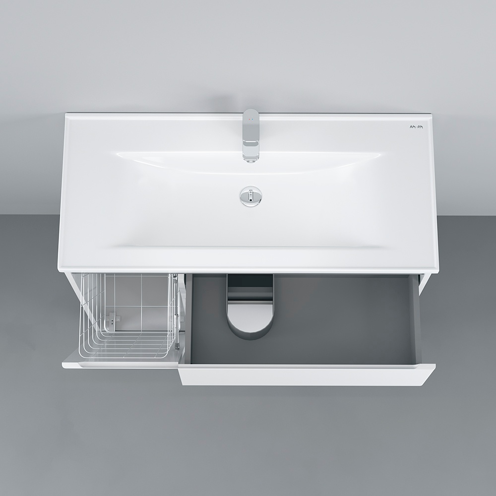 Тумбочка із умивальником для ванної AM.PM X-Joy 100x85x45см на підлогу білий M85-FSL10026-WC10026WG38