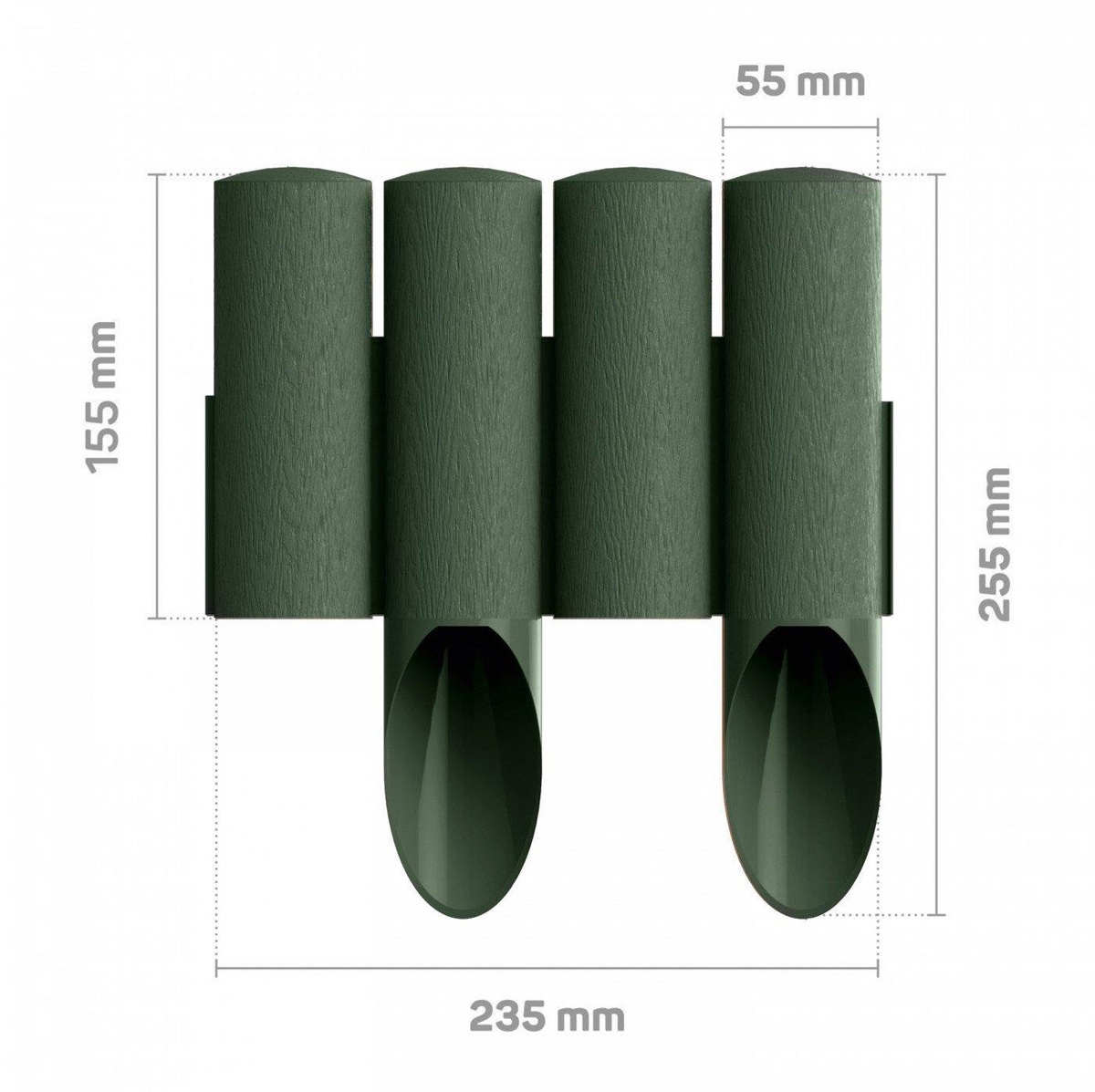 Газонна огорожа CELLFAST 4 STANDARD, 10 секцій по 235 мм, 2.3м, зелений 34-042