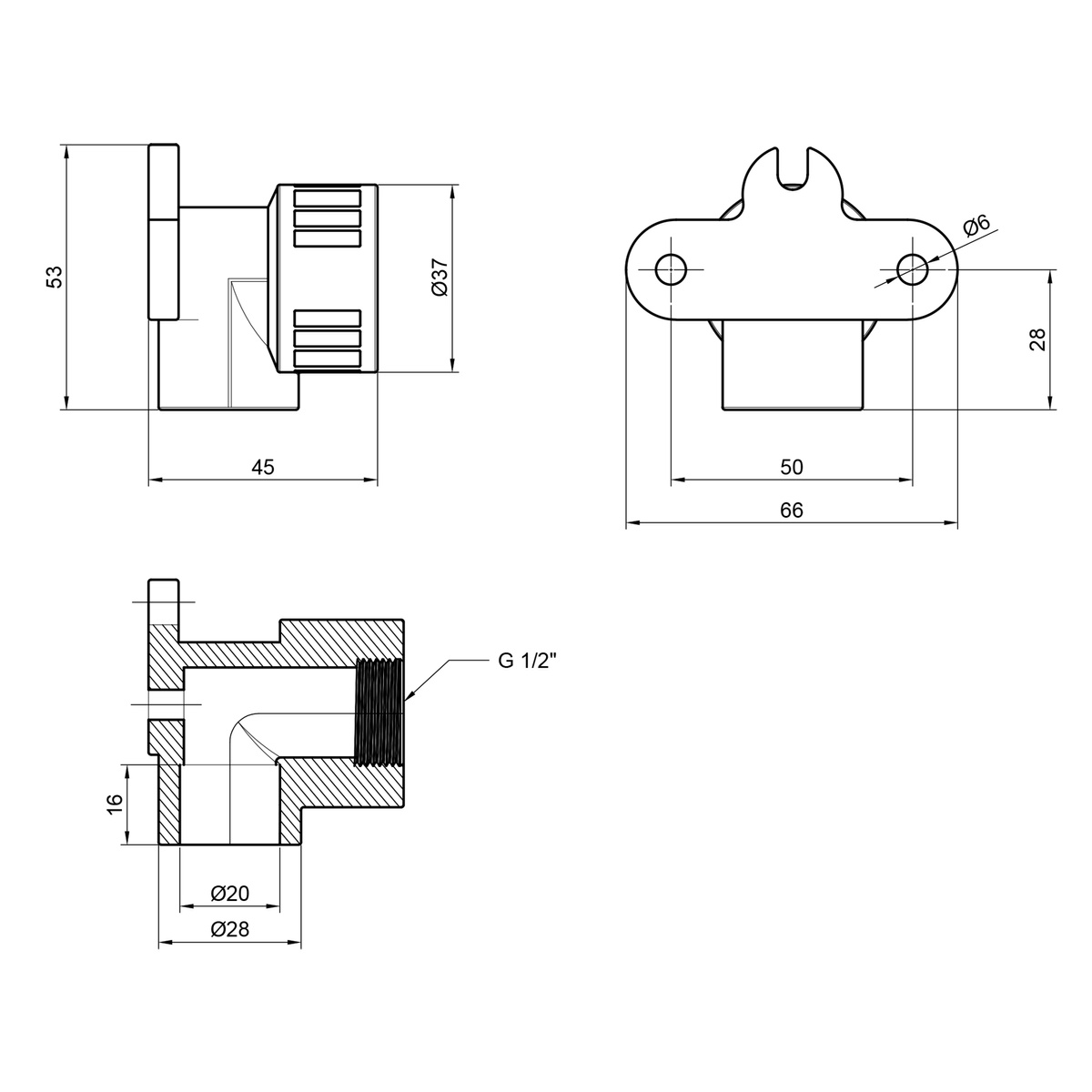 Тройник ALFA PLAST PPR пайка-внутренняя 20х1/2"х20 мм APF90W2012X