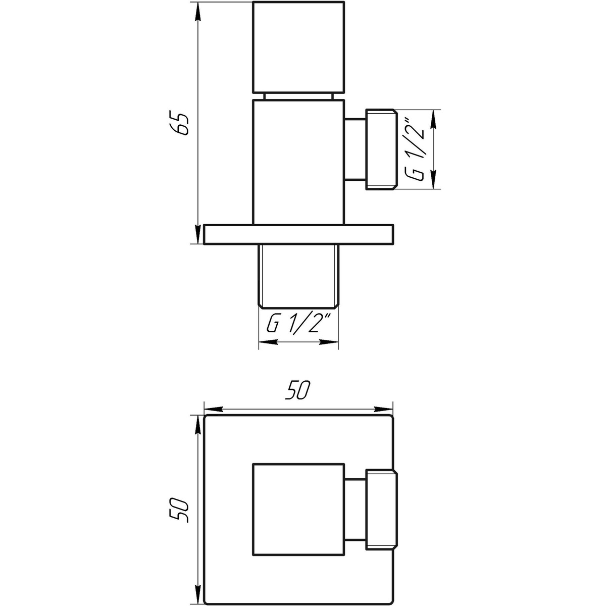 Кран кульовий побутовий SOLOMON CUBE 7078 кутовий 1/2" зв-зв 000015031