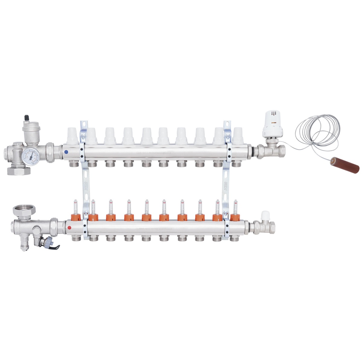 Коллектор для теплого пола ICMA 10 контуров с расходомерами 3/4"/3/4" A3K013 A3K013APM06