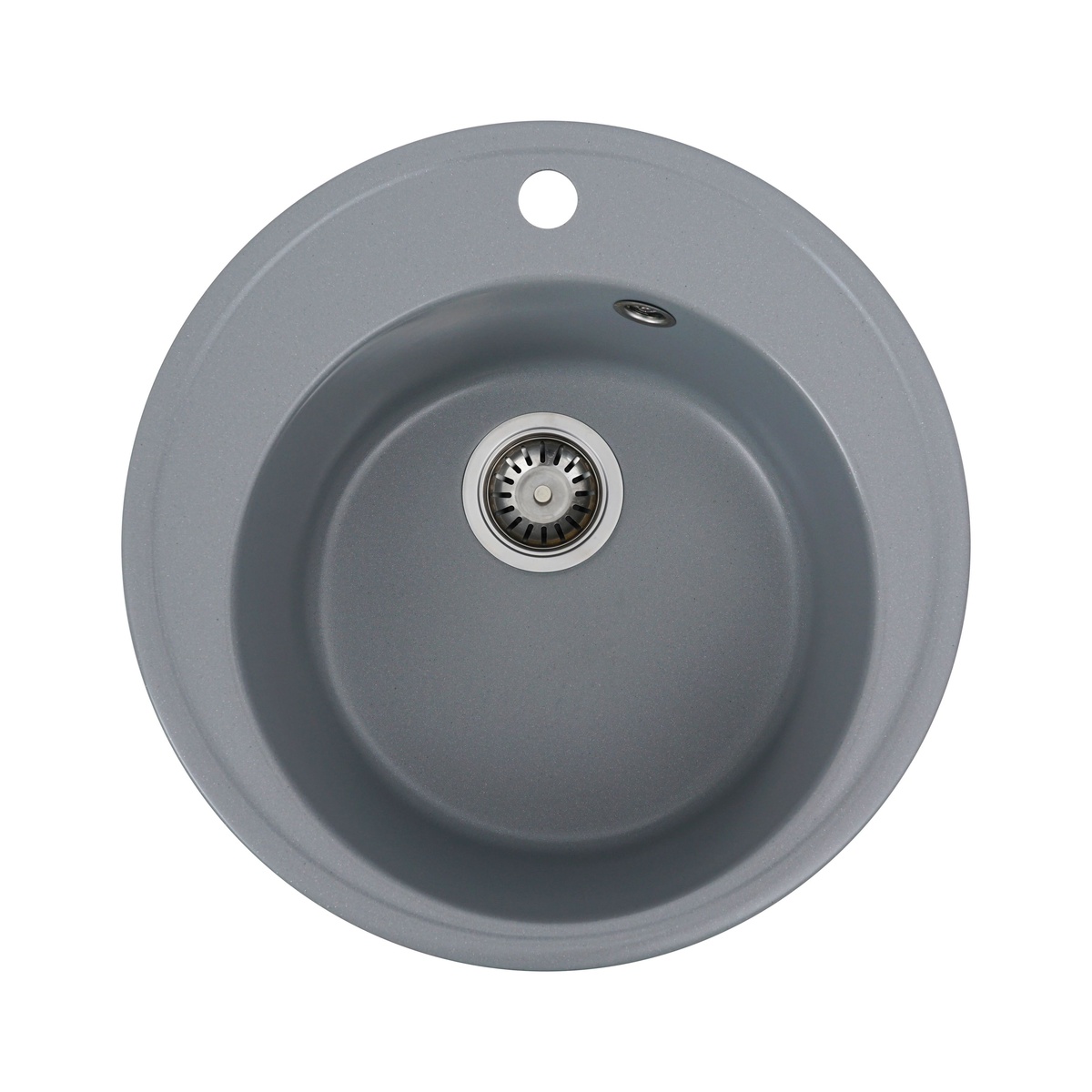 Мийка для кухні гранітна кругла PLATINUM 510 YARA 510x510x180мм без сифону сіра PLS-A24813