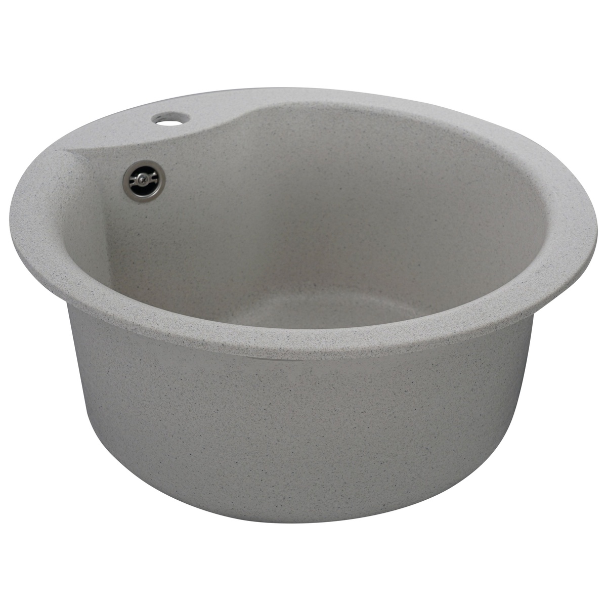 Мийка для кухні гранітна кругла PLATINUM 480 TURAS 480x480x220мм без сифону біла PLS-A25036