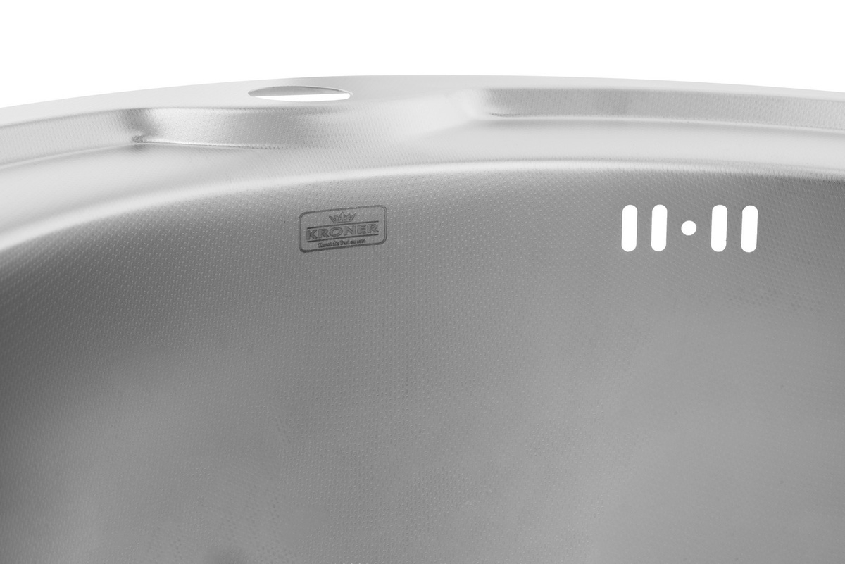 Мойка для кухни из нержавеющей стали круглая KRONER KRP 510x510x180мм микротекстура 0.6мм с сифоном CV022767