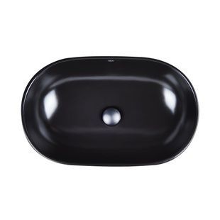 Умывальник накладной Q-TAP Leo 595x385x180мм овальный черный QT1111A028MB