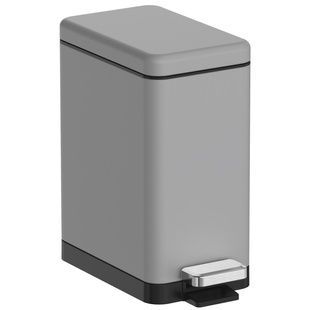 Ведро для мусора на 6л прямоугольное KOER TC-010206-07 с крышкой и педалью 320x285x145мм нержавеющая сталь серое KR5596