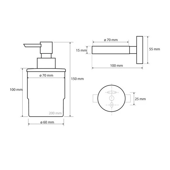 Дозатор для жидкого мыла BEMETA OMEGA настенный на 200мл округлый стеклянный хром 138709041