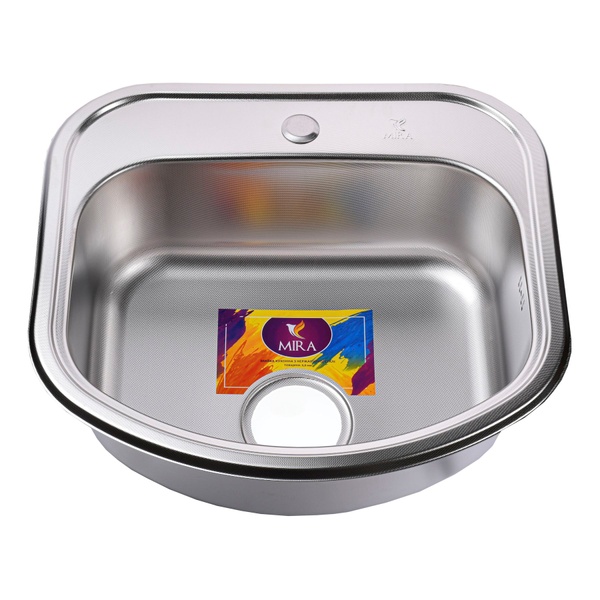 Кухонна мийка із нержавійки прямокутна MIRA 460мм x 490мм мікротекстура 0.8мм із сифоном 000014457