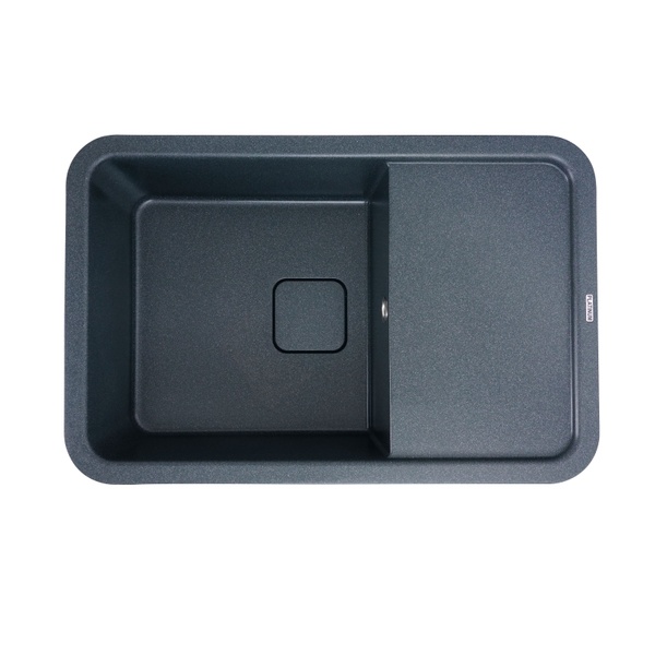Мийка для кухні гранітна прямокутна PLATINUM 7850 CUBE 775x505x180мм без сифону чорна PLS-A27547