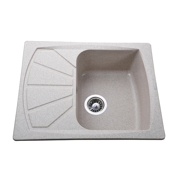 Кухонна мийка зі штучного каміння прямокутна GLOBUS LUX TANA 500мм x 610мм бежевий без сифону 000022407