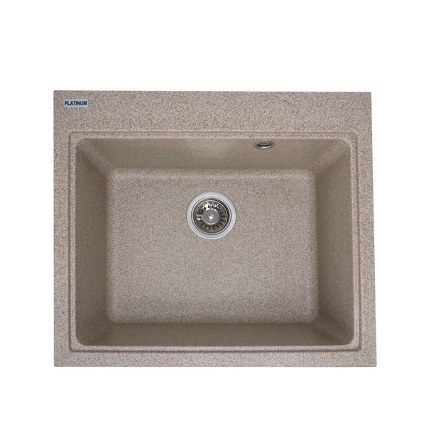 Мийка для кухні гранітна прямокутна PLATINUM 5852 VESTA 580x520x210мм без сифону бежева PLS-A25120