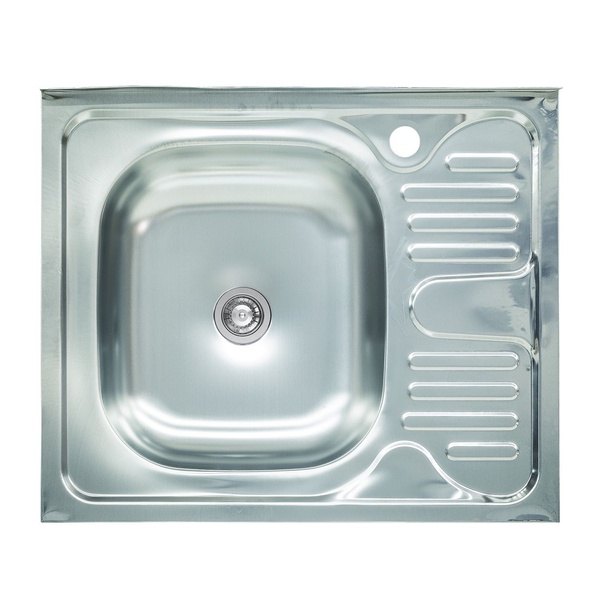 Мийка для кухні із нержавіючої сталі прямокутна накладна PLATINUM 6050 L 605x500x125мм глянцева 0.4мм без сифону PLS-A387
