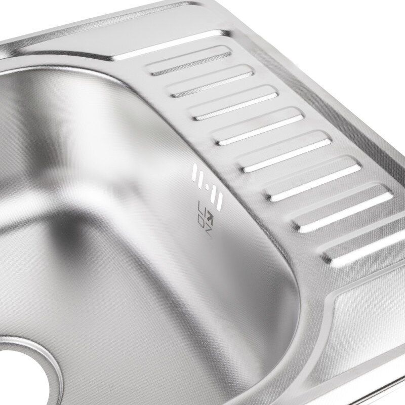 Мийка для кухні із нержавіючої сталі прямокутна LIDZ 5848 580x485x175мм мікротекстура 0.8мм із сифоном LIDZ5848MDEC