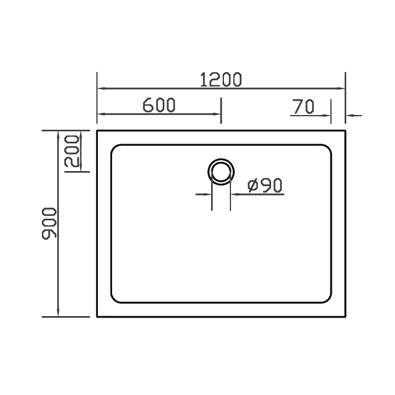 Піддон для душової кабіни EGER SMC 599-1290S 120x90x3.5см прямокутний композитний без сифону білий