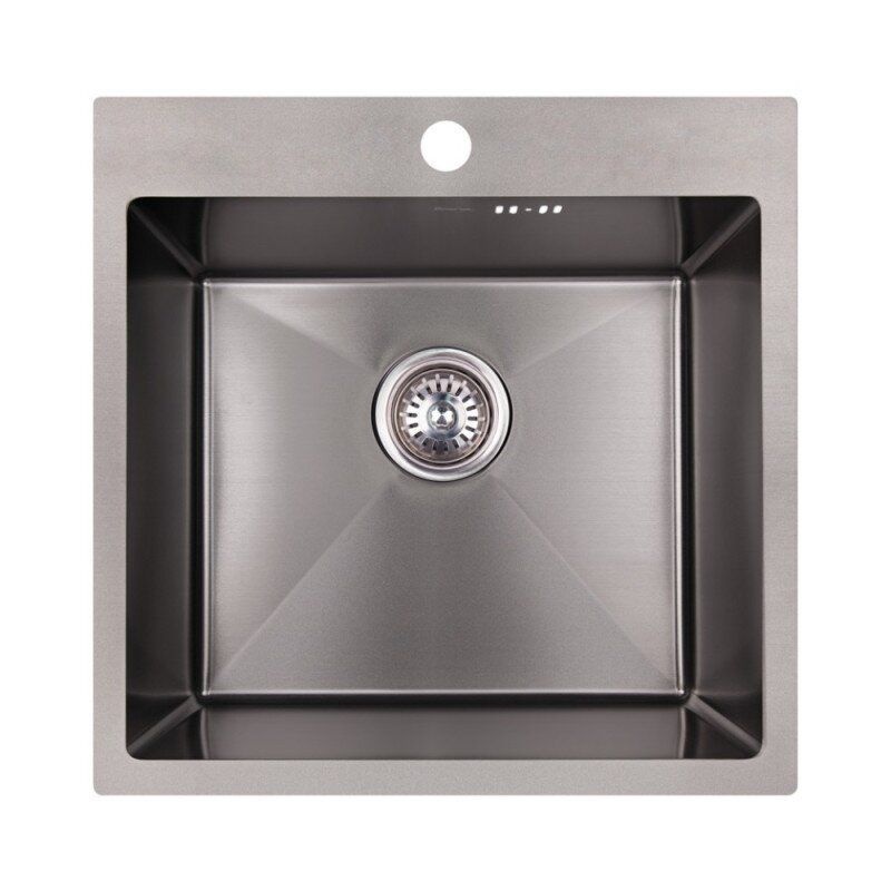 Мийка на кухню сталева квадратна IMPERIAL 500мм x 500мм матова 2.7мм із сифоном врізна під стільницю IMPD5050BLPVDH10