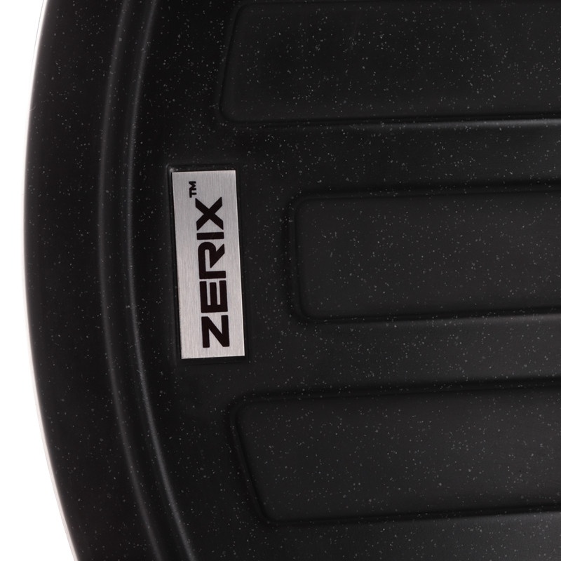 Мийка для кухні гранітна овальна ZERIX ZS-6250R-03 620x500x200мм із сифоном чорна ZX4548