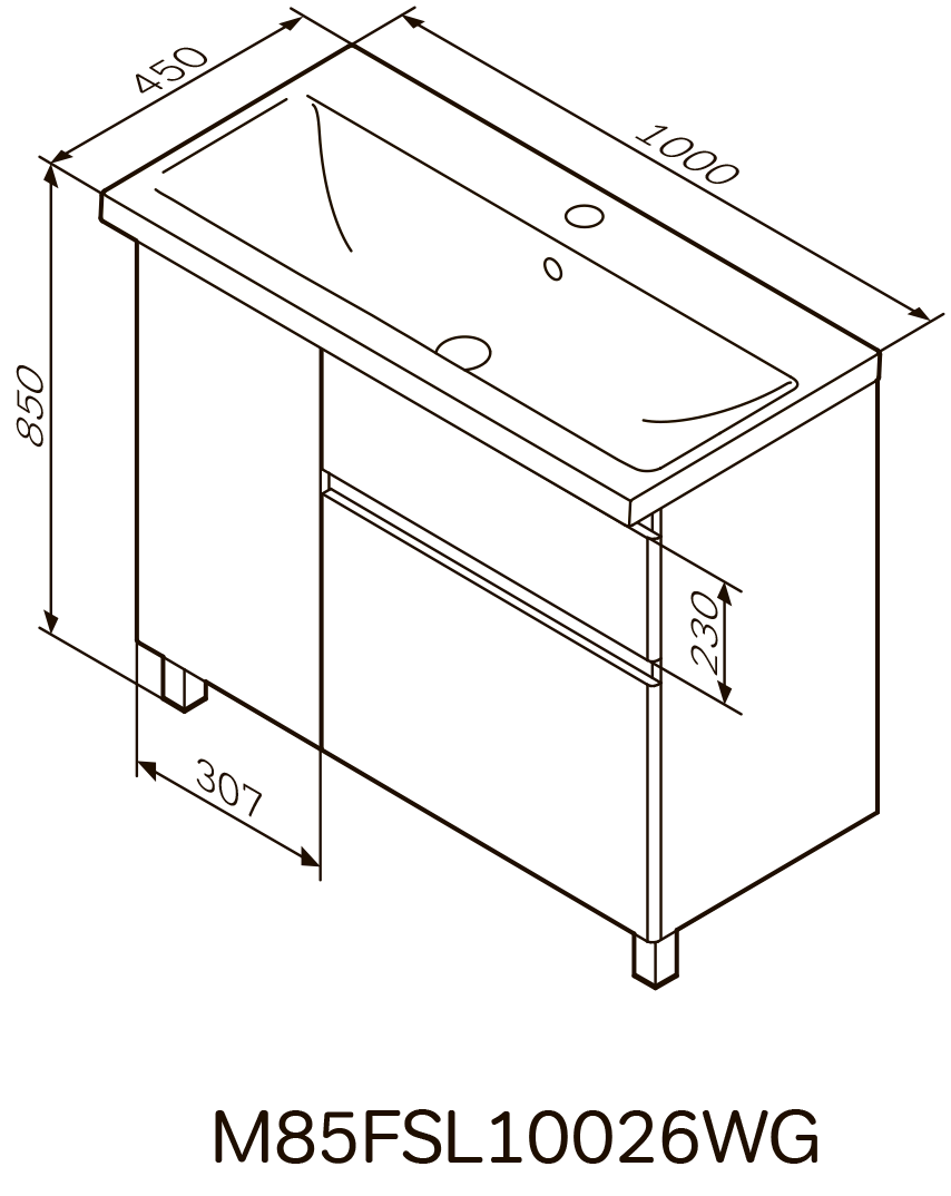 Тумбочка із умивальником для ванної AM.PM X-Joy 100x85x45см на підлогу білий M85-FSL10026-WC10026WG38