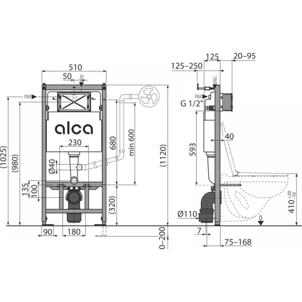 Инсталляция для унитаза ALCAPLAST AM101/1120-0001