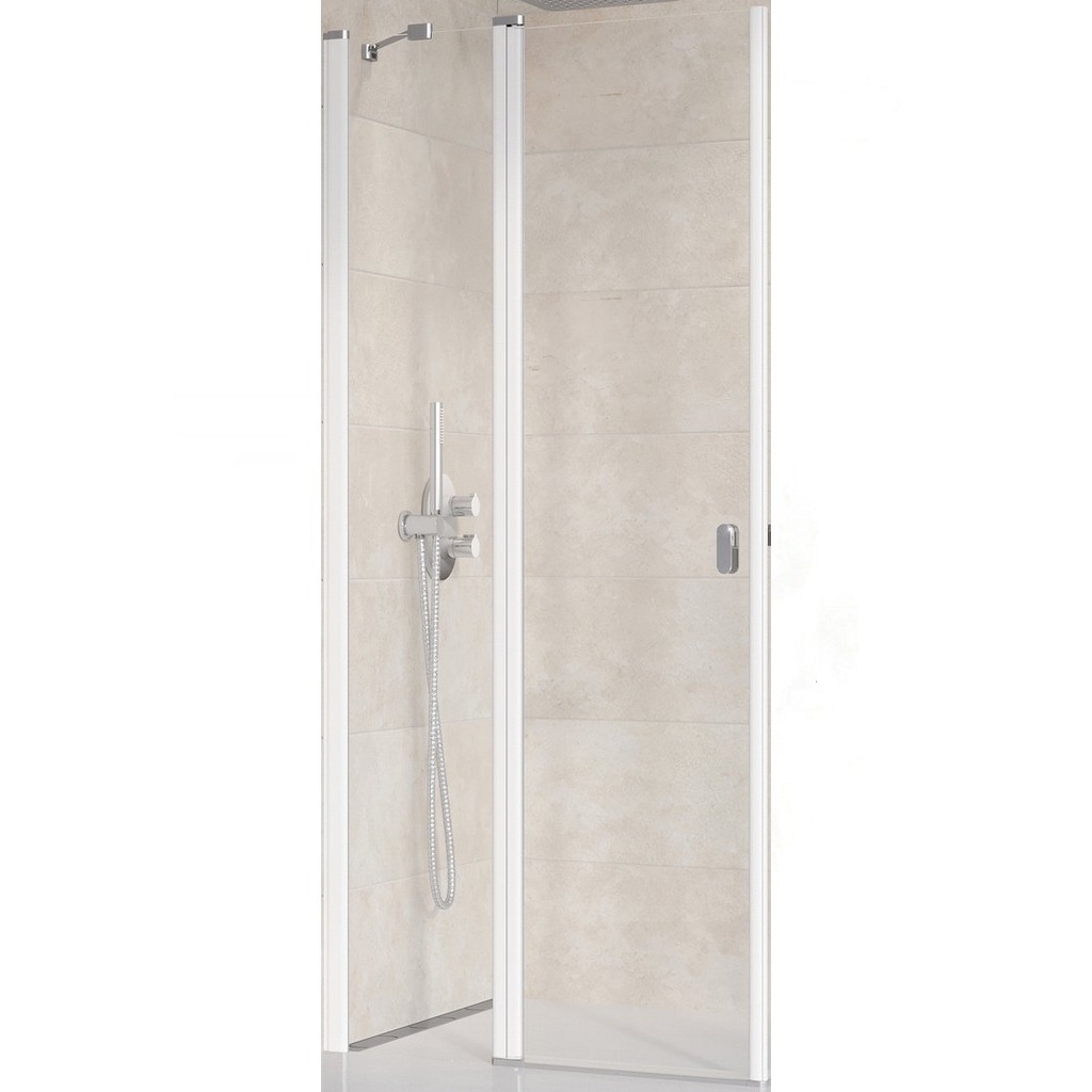 Двері скляні для душової ніші універсальні розпашні двосекційні RAVAK CHROME CRV2-100 195x100см прозоре скло 6мм профіль білий 1QVA0100Z1