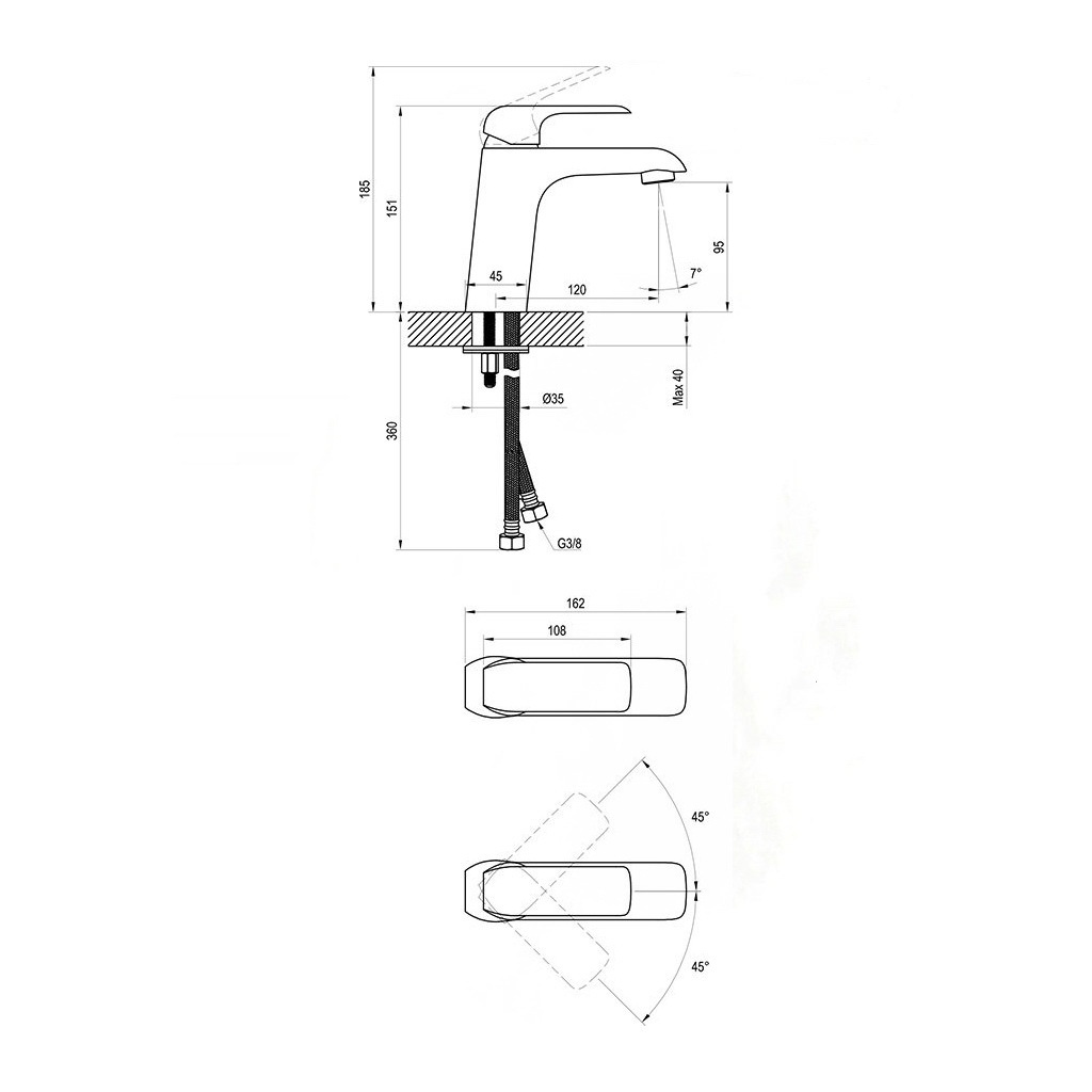 Змішувач для умивальника одноважільний RAVAK FLAT хром латунь X070118