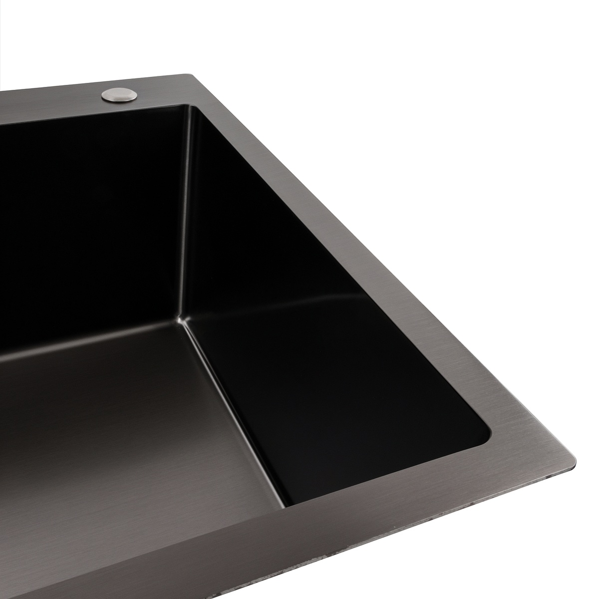 Мийка для кухні із нержавіючої сталі прямокутна накладна PLATINUM Handmade HSB 700x500x230мм матова 1мм чорна із сифоном PLS-A40749