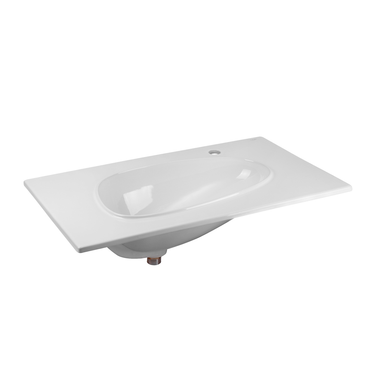 Раковина врізна для ванної на стільницю 800мм x 480мм Q-TAP Virgo білий овальна QT1811FL8128BRW
