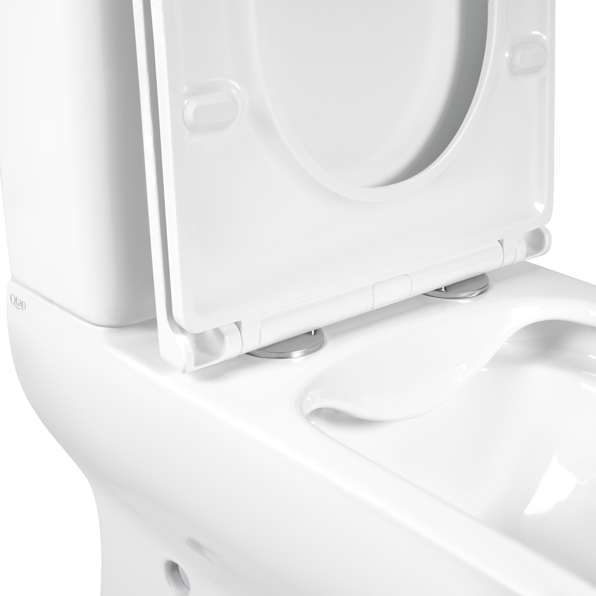 Унітаз-компакт підлоговий безобідковий білий Q-TAP Aries кришка мікроліфт випуск в стіну QT03222171ARW