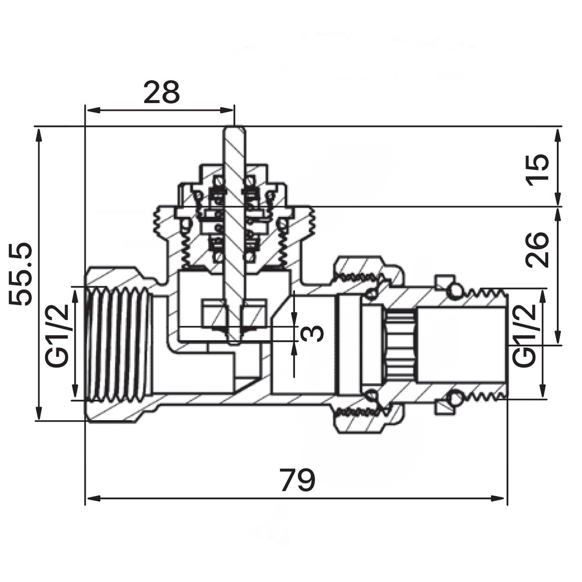 Термостатический радиаторный клапан EUROPRODUCT EP.0301 прямой 1/2"x1/2" с американкой EP6013
