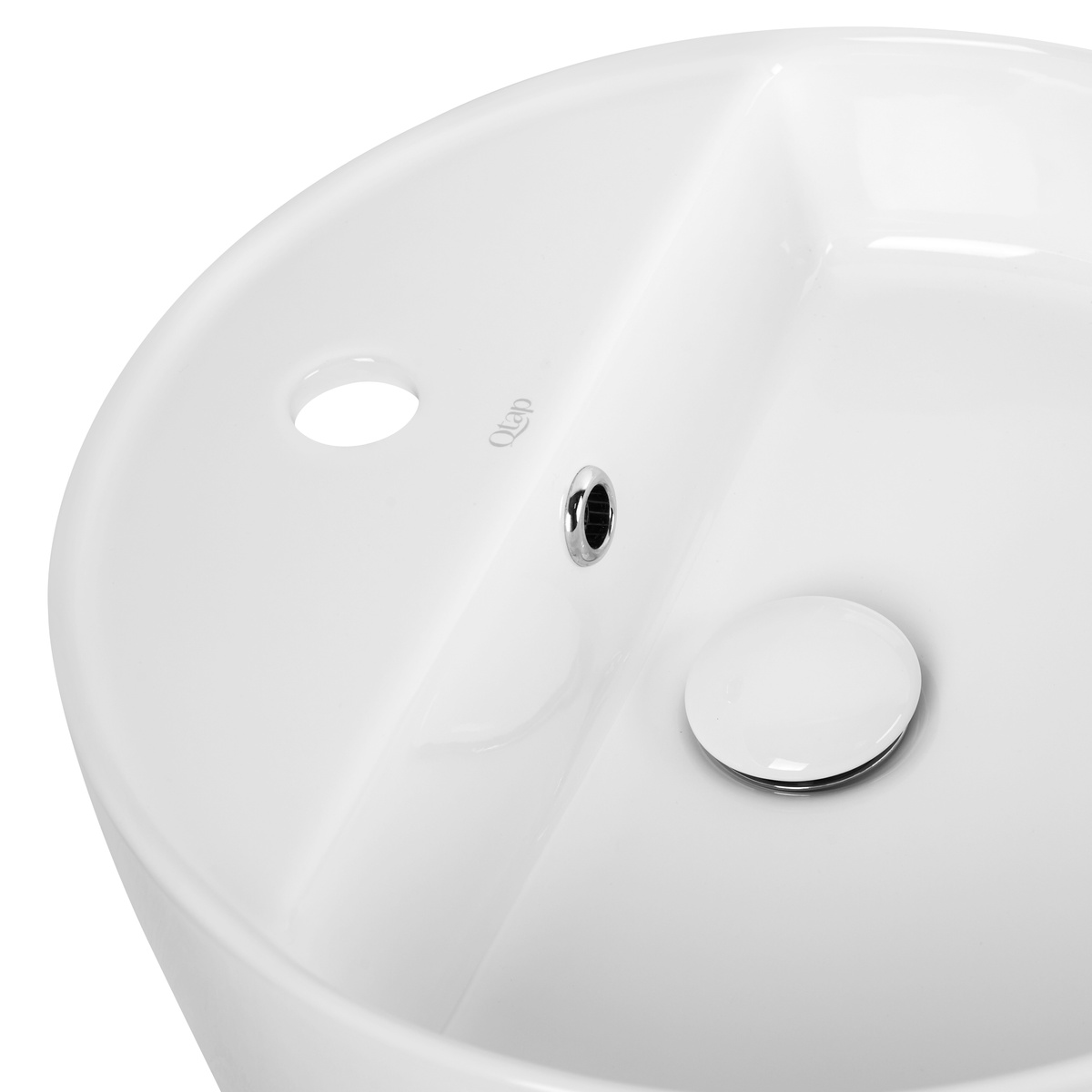 Умивальник накладний на тумбу для ванної 420мм x 420мм Q-TAP Swan білий кругла QT1611A051TW